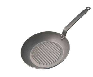 Сковорода-гриль 260мм белая сталь индукция De Buyer "Carbone Steel" 5530.26