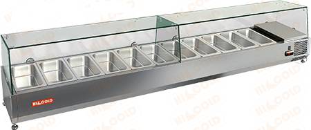 Витрина холодильная настольная Hicold VRTG 2280 для стола PZ3 вместимость 11хGN1/3