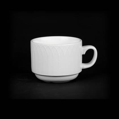 Чашка чайная 175мл 75х60мм с орнаментом Corone Palazzo фарфор белый LQ-QK15068B фк069