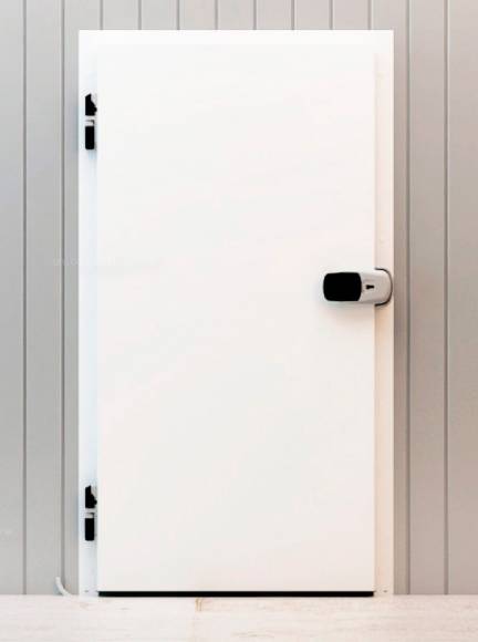 Распашная дверь одностворч. холодильная РДО(КС)-775.2160-80/Н-Лев-(Беспороговое, Руч.Нажим,RAL9003)