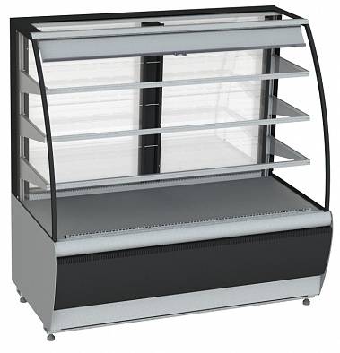 Витрина холодильная кондитерская K70 VM 1,3-2 STANDARD 9006-9005 (ВХСв-1,3д Сarboma ТЕХНО (открытая)