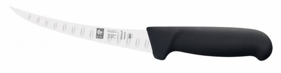 Нож обвалочный 150/290 мм. изогнутый (узкое лезвие, с бороздками) черный SAFE Icel 28100.3854000.150