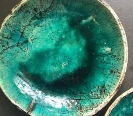 Тарелка плоская 280мм Морское дно Guzeva Ceramic ровный край, голубой  шамот